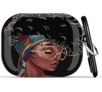 Black Girl Airpods Pro Case - Fibuntun African American Protective Hard Case Cover Skin Portable & Shockproof Women Girls with Keychain for Apple Airpods Pro Charging Case (Black Girl Right)