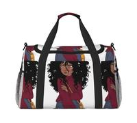 Black Girl Anime Printed Travel Duffel Bag, Large Capacity Hand Luggage Foldable Carry On Bag for Flight Travel Sports