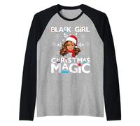 Black Girl Christmas Magic Melanie Women Brown Skin Girl Raglan Baseball Tee