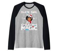 Black Girl Christmas Magic Melanie Women Brown Skin Girls Raglan Baseball Tee