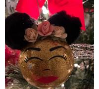 Black Girl Magic Christmas Ornament,Cute Black Girl Head Christmas Hanging,Vibrant Funny Christmas Ornaments with Mysterious Charm. (Style D)