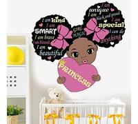 Black Girl Magic Inspirational Wall Decals Quote I'm Kind Princess Wall Sticker Pink Motivational Saying Positive Words Wall Stickers for Baby Toddler Room Nursery Playroom Bedroom Living Room.