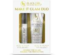 Black Girl Sunscreen - Face & Lip Sunscreen Make It Glam Duo - 1 SPF 45 Make it Matte Clear Sunscreen for Face & 1 Make it Pop SPF 50 Sungloss for Protected Poppin' Lips, White