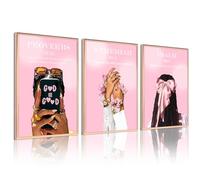 Black Girl Wall Art Pink Christian Canvas Poster Bible Verse Wall Decor African American Woman Pictures Fashion Black Women Prints Trendy Faith Scripture Painting for Bedroom 16x24x3 Inch Unframed