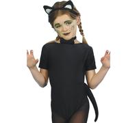 Black Girls Cat Costume With Ears - cat set fancy dress ears tail costume girls bow tie instant smiffys child animal kids halloween