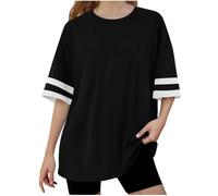 Black Girls T-Shirt Oversized Crewneck Baseball Tee Short Sleeve Summer Tops Loose Fit Lightweight Tunic Tees Longline Basic Blouse Leisure Fashion Top Children's Comfy Clothing 14-15 Years