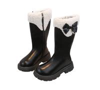 Black Girls Teddy Fleece Mid Calf Boots Bow Decor School Shoes Size 9