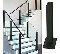 Black Glass Balustrade Post Clamp Indoor Handrail Pillar for Stairs & Concrete Steps Ground Mount Railing Kit with Screws for Decks Villas & Modern Staircases