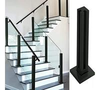 Black Glass Balustrade Post Clamp Indoor/Outdoor Handrail Pillar for Stairs & Concrete Steps Ground Mount Railing with Screw Kits for Decks & Villas