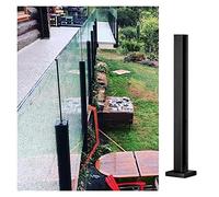 Black Glass Balustrade Post Clamp - Square Deck Support System for Balcony, Patio, Garden & Hallway - Complete Kit, 120cm High Corner Post - Durable & Stylish