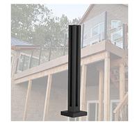 Black Glass Balustrade Post Clamp - Square Spindle for Deck, Patio, Loft, Pool - 60-120 cm Height - Durable Terrace Glass Panel Support, End Post Option
