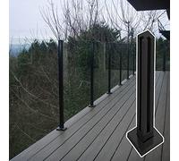 Black Glass Balustrade Post for Outdoor Balcony - Square Safety Post for Concrete/Wood Floors - Height: 110 cm - Stylish Secure Railing Solution