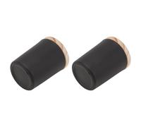 Black Glass Candle Cup 2pcs 50g with Wood Cover DIY Container