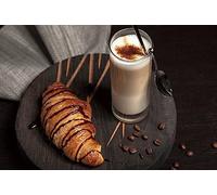 Black Glass Chopping Board Morning Vibes Tempered Glass Croissant & Late Print