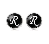 Black Glass Cuff-link round Collar Button for Men Copper