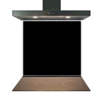 Black Glass Kitchen Splashback 60x55cm - 6mm Toughened Heat-Resistant Glass, Polished Edges, Easy-Clean Hob & Cooker Splashback