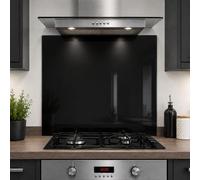 Black Glass Kitchen Splashback - 6mm Toughened Heat-Resistant Safety Glass, Polished Edges, Hob & Cooker Wall Protector (60 x 55cm)