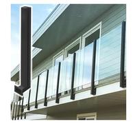 Black Glass Partition Railing Post Side Mount, Interior External Balcony Glass Panel Clamp Bracket with 15mm Inner Slots, Deck Poolside Loft Stairs Corridors Guardrail Column(Black End Post,35.4 inch