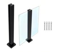 Black Glass Railing Fence Post for Outdoor Balcony Stainless Steel Balustrade Kit for 10-12mm Glass Indoor Hallway & Stair Panel System 85CM Height