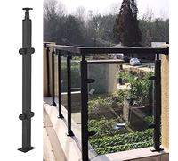 Black Glass Railing for Stairs & Balconies - Square Stainless Steel Railing System 90Cm Central Post for Il and Outdoor Balustrade Fence Connector Inc