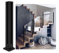 Black Glass Railing Kit - Wrought Iron il for Terraces Stairs Balconies & Gardens - Square Metal Fence for Outdoor Renovations - Corner Post Included