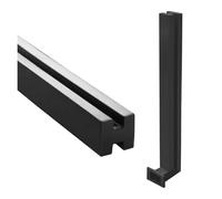 Black Glass Railing Post - 115cm Outdoor Windproof Support Corner/End/Middle Pillar Wall-Mounted Side Holder Stylish Glass Clamp for Modern Decks & Balconies