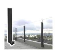 Black Glass Railing Post 135cmWindproof Terrace Balustrade with Side Support for Stairs & HallwaysPoteau Garde Corps Verre for Outdoor Spaces