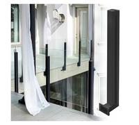 Black Glass Railing Post, 41.3"/105cm Height, Side Mount for Balcony, Villa, Hotel; Windproof, Perfect for 90-150cm High Railings.
