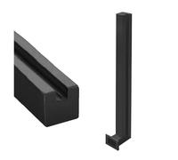 Black Glass Railing Post - 65cm/25.6in Corner/End/Middle Support Outdoor Windproof Fence Pillar Wall-Mounted Side Support Glass Clamp System