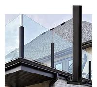 Black Glass Railing Post for Outdoor Pool Fence Square Base Baluster System Easy Install Glass Clip Railing Column& Stylish Deck Railing Solution