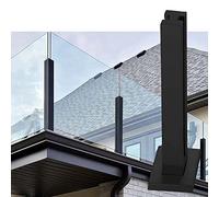 Black Glass Railing Post for Outdoor Pool Fencing Square Base Baluster with Easy Installation Glass Clip Systemand Stylish Deck Railing Solution
