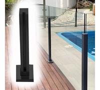 Black Glass Railing Post System for Indoor/Outdoor Terrace & Patio - 85.1cm Freestanding Columns with Base - Durable Glass Fence Solution for Safety & Style