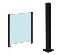 Black Glass Railing Posts - Adjustable Height Glass Balustrade for Balcony & Stairs, No il Version, Stylish Mid Post Design for Modern Homes