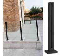 Black Glass Railing Posts for Outdoor Patio - Durable Glass Balustrade Fencing with Base & Screws - Elegant Glass Barrier for Decks & Gardens