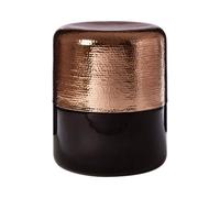 Black Glass Side Table with Hammered Copper Aluminium Base, Margot