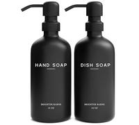Black Glass Soap Dispenser Set by Brighter Barns - Hand and Dish Soap Dispenser for Kitchen Sink - Kitchen Soap Dispenser Set & Pump - Farmhouse Kitchen Decor, Bathroom Decor & Accessories (Black)