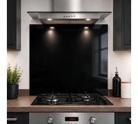 Black Glass Splashback 6mm Toughened Heat Resistant Kitchen Cooker Hob Panel (60 x 55cm)