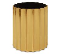 Black Glass & Titanium Round Side Table, Ribbed Design with Glossy Black Top, Metallic Table for Living Room Interiors by Premier Gold One Size