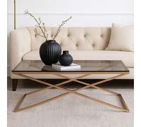 Black Glass Top and Gold Criss Cross Base Coffee Table | Montril