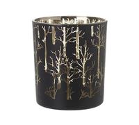 Black Glass Tree Woodland Tea Light Holder 10cm Tall Christmas Festive Gift Table Decoration