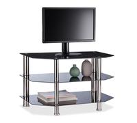 Black glass tv stand Modern Entertainment Unit Stylish Media Table 3 Tiers