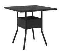 (black, glass) vidaXL Garden Table with Top Outdoor Table Balcony Dining Table Poly Rattan