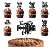 Black Glitter 1pcs Cake Topper 12pcs Cupcake Topper Funny Straight Outta 2005 Theme Party Decorations Men Women Boys Girls Happy 21st Birthday Party Decor Supplies