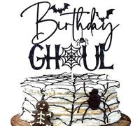 Black Glitter Birthday Ghoul Cake Topper, Spooky Spider Halloween Birthday Cake Décor, Ghost Halloween Bridal Shower Baby Shower Party Decorations Supplies