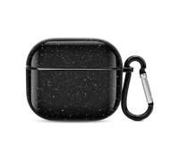 Black Glitter Bluetooth Earbuds Case Cover Full Body Shockproof Protection Hard Case Support Wireless Charging with Keychain Personalized Gift for AirPods 3