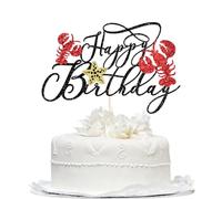 Black Glitter Cake Topper Ocean Under The Sea Beach Animals Creature Lobster Theme Decor Pick for Baby Shower Birthday,Boys Girls Birthday Party Decoration Supplies