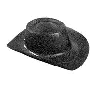 Black Glitter Cowgirl Hats - Pack of 6 - Fancy Dress Accessory Perfect For Hen Party Cowboy Costumes Stage Show Dance Shows