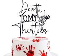 Black Glitter Death to My Thirties Cake Topper, Old English Gothic Birthday Décor, Funeral Farewell Sweet Youth Themed 40th Birthday Party Decorations Supplies