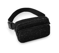 Black Glitter Fanny Pack Belt Bag with Adjustable Strap Fashion Waist Bag for Outdoor Sports Hiking, white, 20x13cm, Full Printed Waist Bag