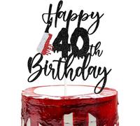 Black Glitter Happy 40th Birthday Cake Topper, Have a Killer Birthday/Death to My 30's, Killer Themed 40th Birthday Party Decorations Supplies